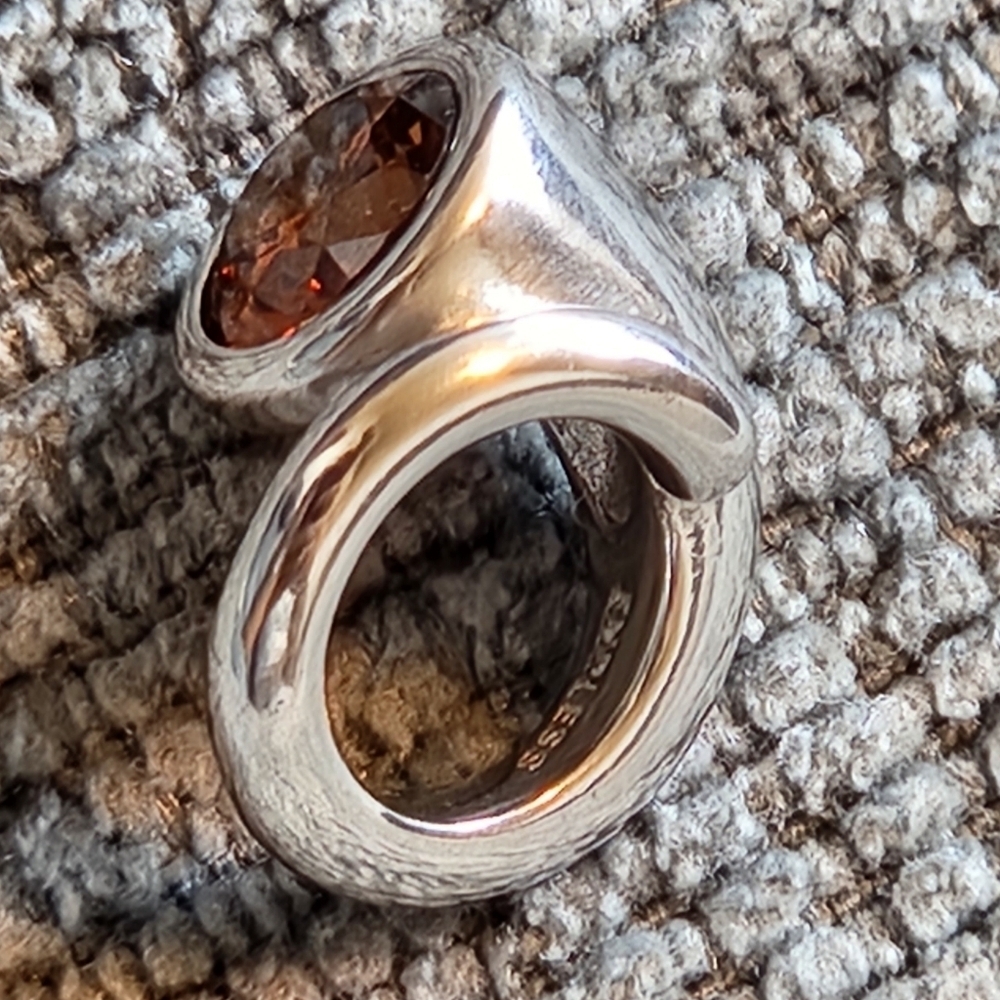 Endless Smokey Quartz Snake Charm Silver 925 - Picture 2 of 3
